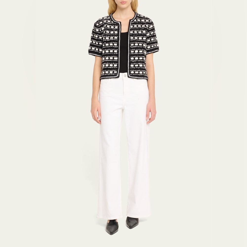 NWT Alice + Olivia marjorie textured tweed stitch short-sleeve cardigan